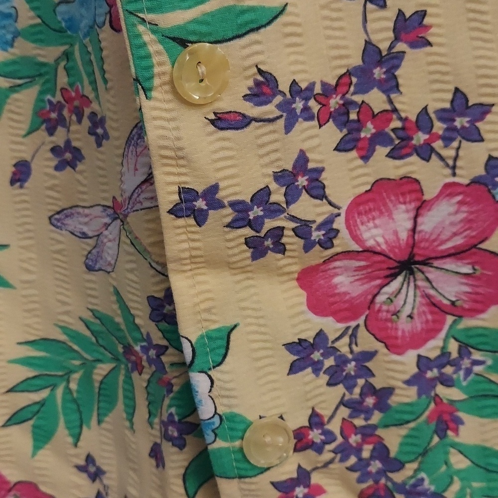 BLAIR Vintage 90's Button Down Faux Tank Floral Short Sleeve Top L Grandmacore - Picture 12 of 13